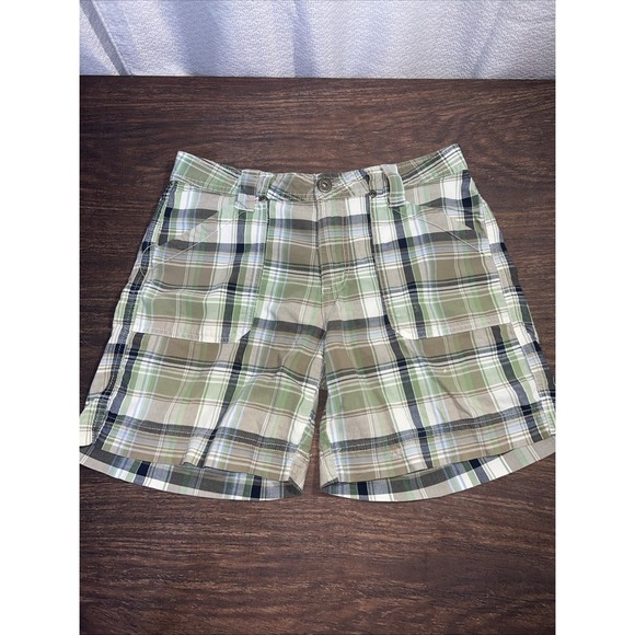 Faded Glory Pants - Faded Glory Stretch Y2K Womens Plaid Shorts Size 8 Green Blue
